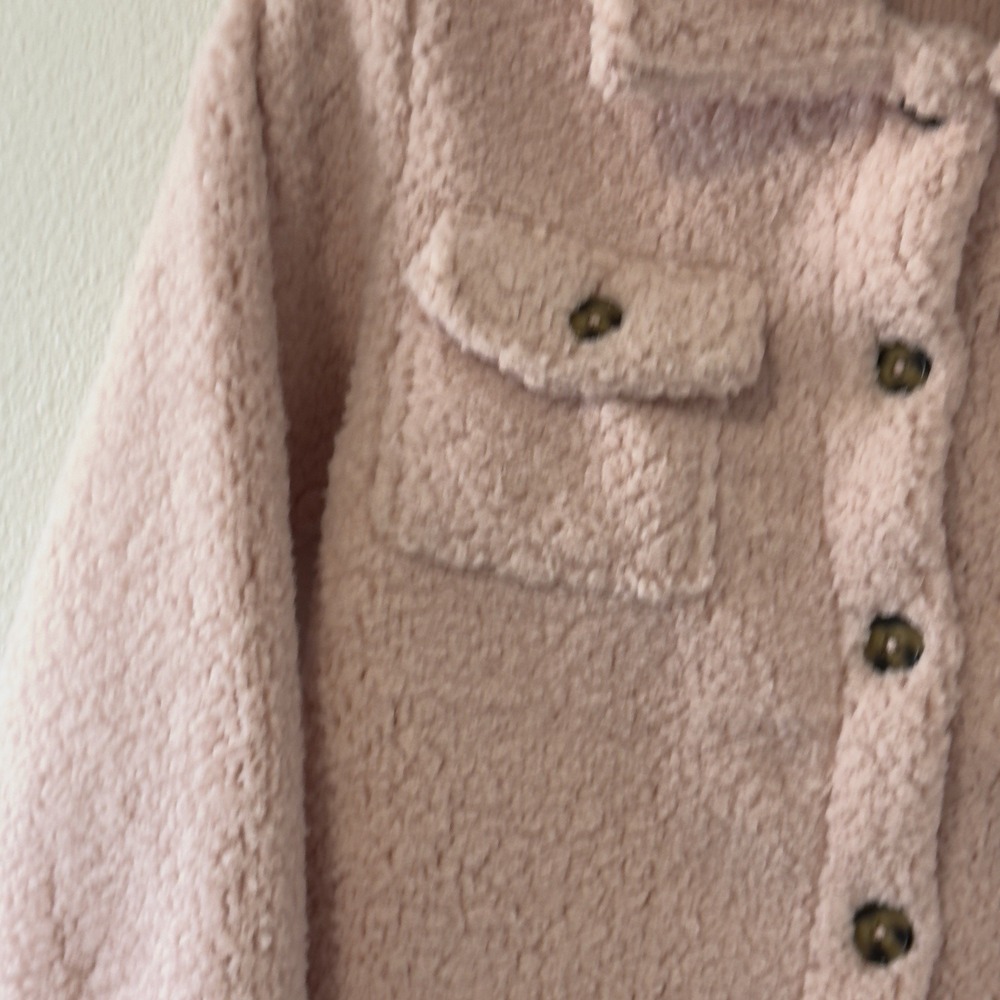 Roxy Girls Small (7/8) Sherpa Fleece Shirt Jacket In Pink Super Soft Fluffy Warm - Picture 4 of 5